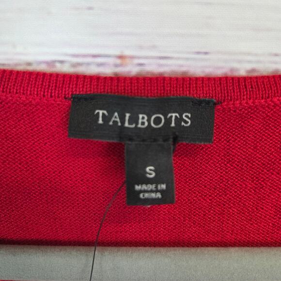 Talbots Cotton Silk Cashmere Holiday Top S Red Sleeveless Knit Jewel Neck NWT - Picture 3 of 9